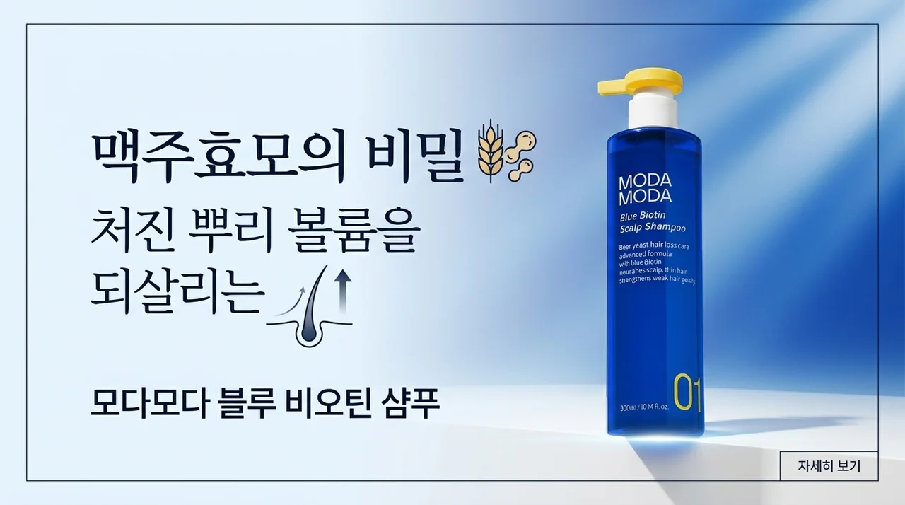 모다모다 블루비오틴 샴푸, 축 처진 뿌리볼륨 심폐소생하는 맥주효모의 비밀